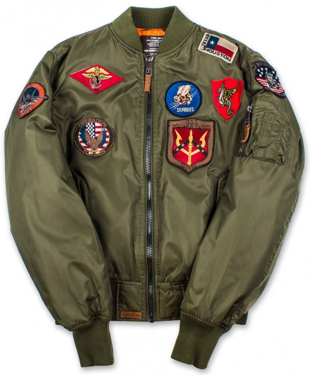 Бомбер Top Gun MA-1 Nylon Bomber Jacket with Patches Olive