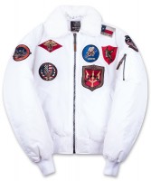 Бомбер Top Gun Official B-15 Flight Bomber Jacket with Patches White