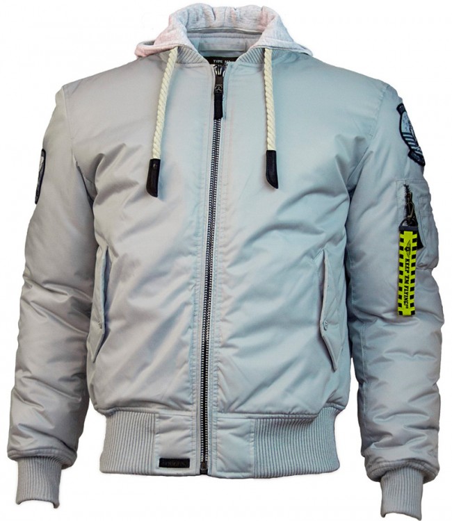 Куртка Top Gun MA-1 Nylon Bomber jacket with hoodie Grey