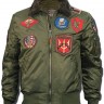 Бомбер Top Gun Official B-15 Flight Bomber Jacket with Patches Olive