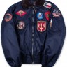 Бомбер Top Gun Official B-15 Flight Bomber Jacket with Patches Navy