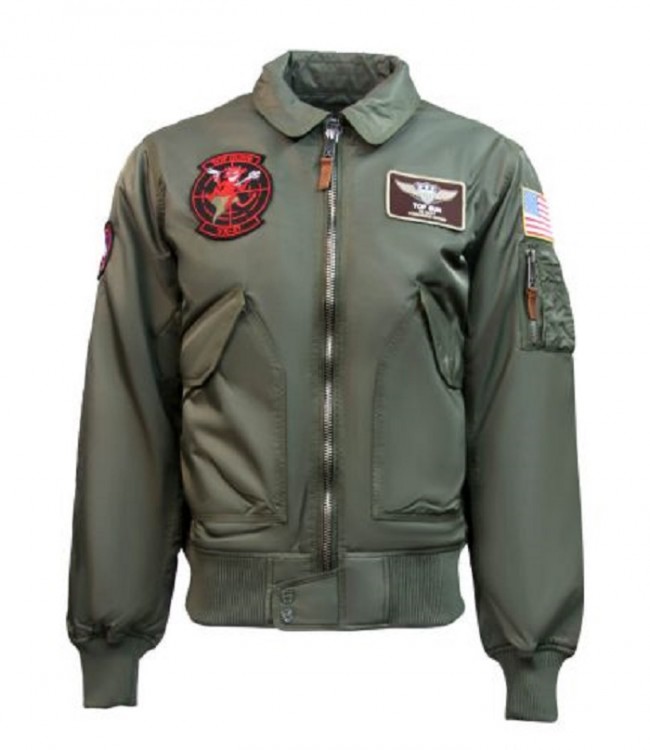 Бомбер Top Gun CWU-45 Flight Jacket with patches TGJ1900 Olive