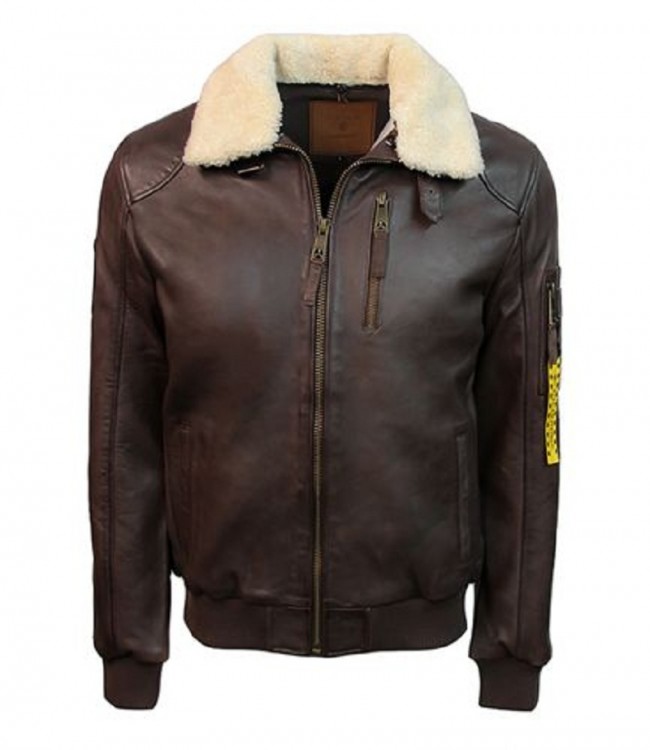  Top Gun Men's Bomber With Removable Fur Brown TG1911