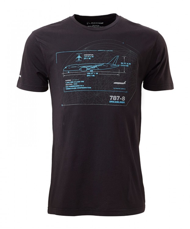 Футболка Boeing 787-8 Dreamliner Schematics T-Shirt