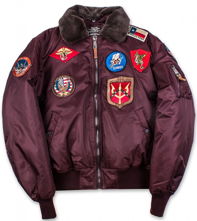 Бомбер Top Gun Official B-15 Flight Bomber Jacket With Patches Burgundy