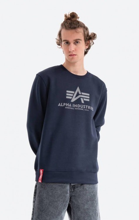 Alpha Industries Basic Sweater Reflective Print Replica Blue