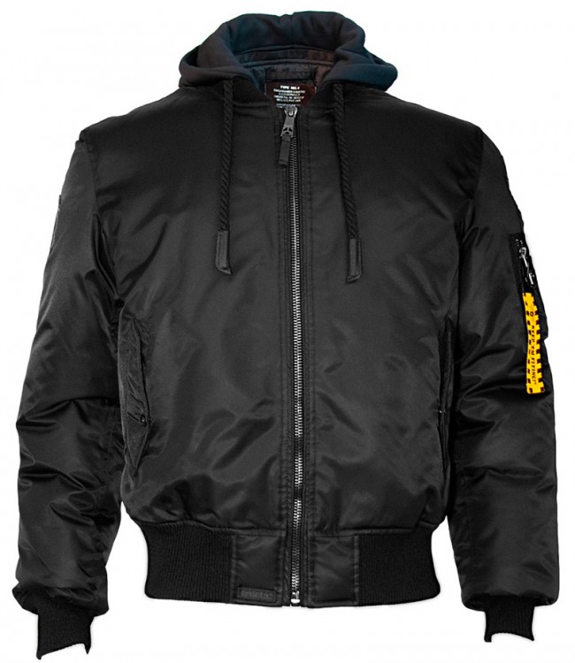 Бомбер Top Gun MA-1 Nylon Bomber jacket with hoodie Black
