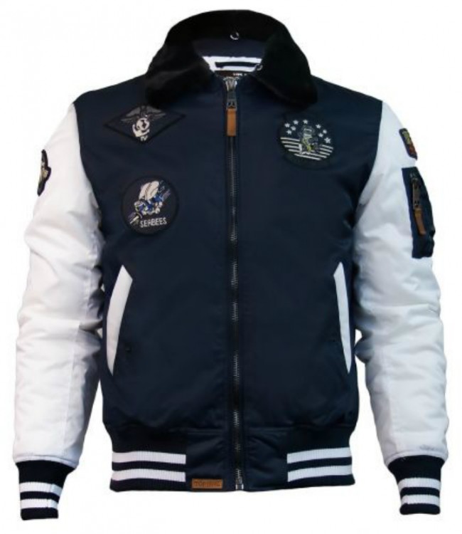 Бомбер Top Gun B-15 Color Block Bomber Jacket & Patches Navy-White