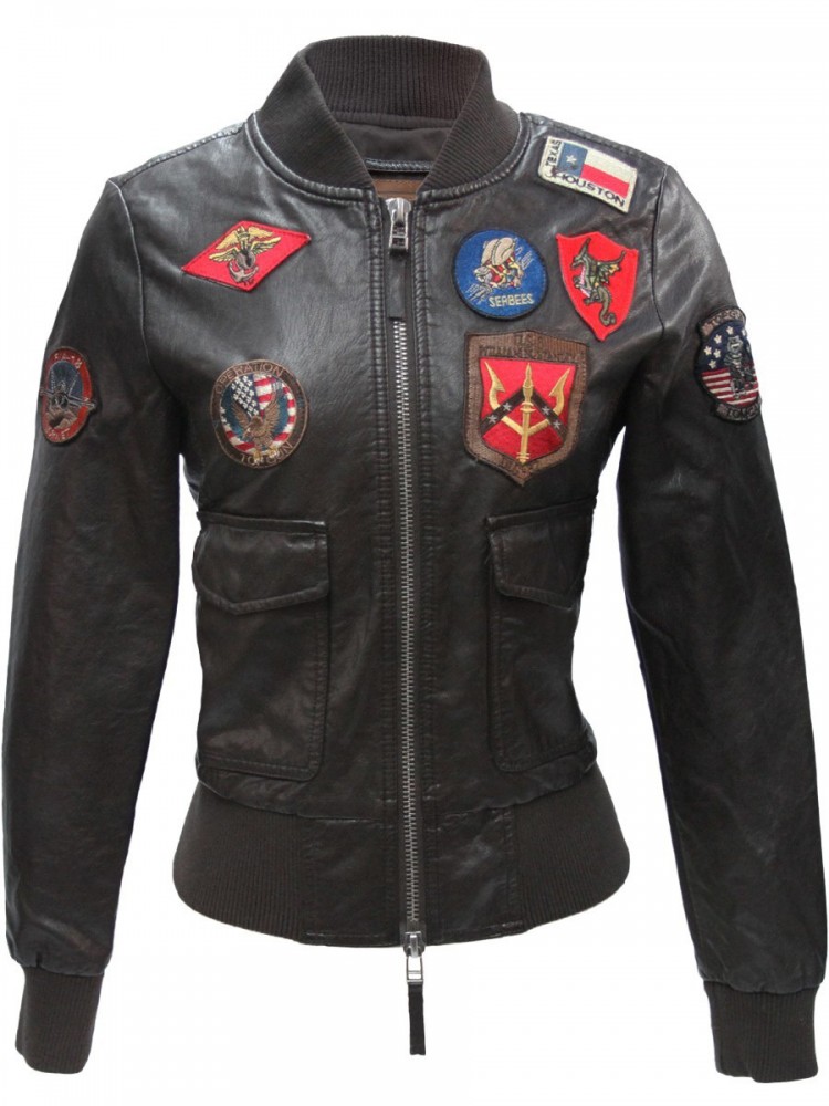 Жіночий бомбер Top Gun Women's Vegan Leather Bomber Jacket Brown купить