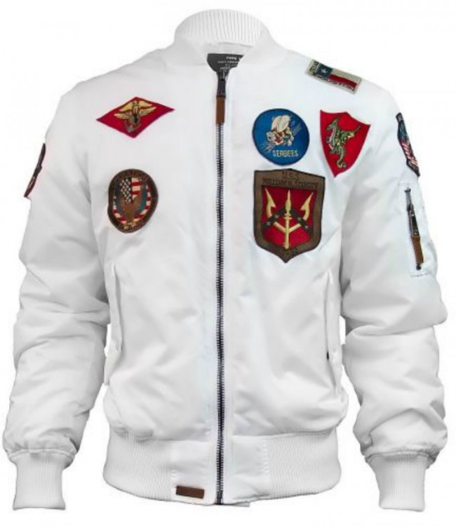 Бомбер Top Gun MA-1 Nylon Bomber Jacket with Patches White