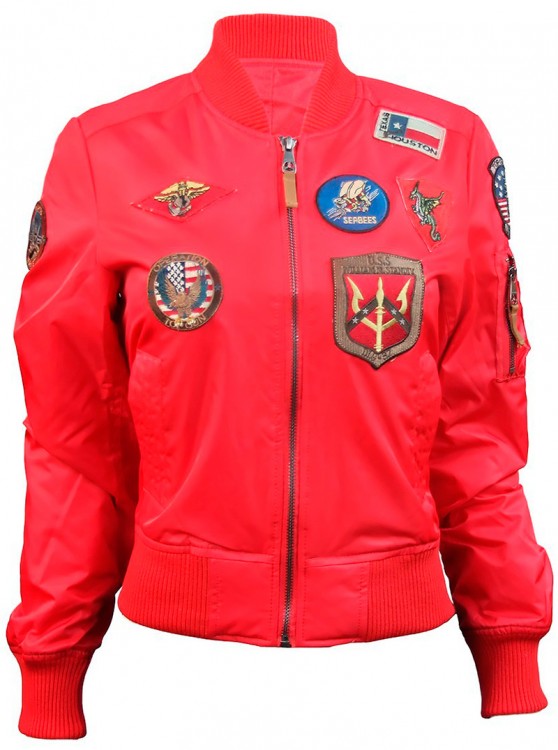 Жіночий бомбер Miss Top Gun MA-1 jacket with patches Commander Red