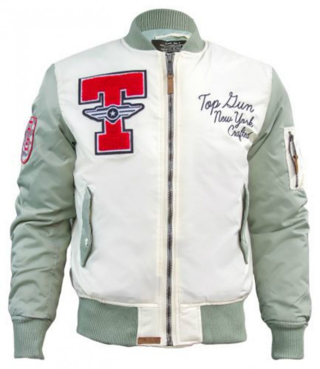 Бомбер Top Gun Stadium Varsity Jacket Cream
