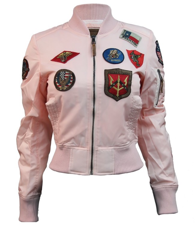 Жіночий бомбер Miss Top Gun MA-1 jacket with patches Pink