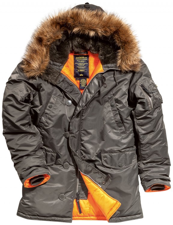 Куртка аляска Slim Fit N-3B Parka Alpha Industries Dark Gray/Orange