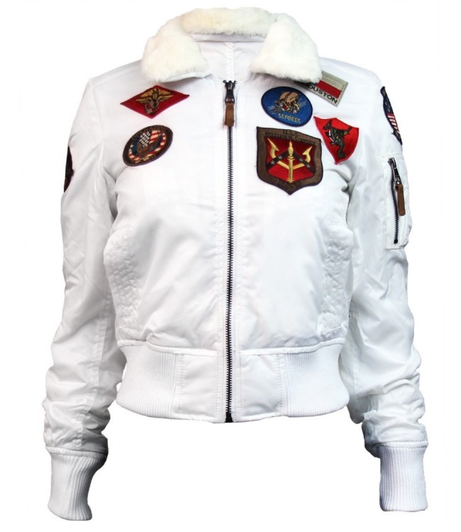 Жіночий бомбер Miss Top Gun B-15 flight jacket with patches White