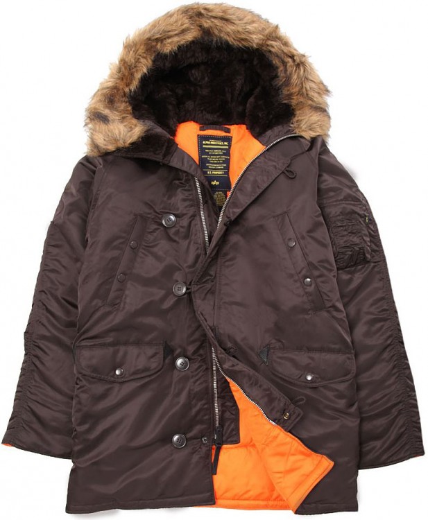  Куртка аляска Slim Fit N-3B Parka Alpha Industries Brown/Orange